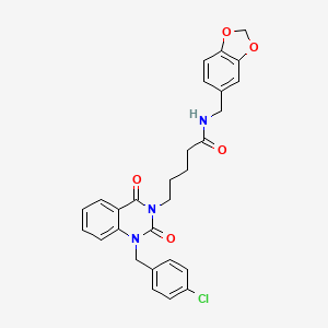 molecular formula C28H26ClN3O5 B11430700 N-(1,3-benzodioxol-5-ylmethyl)-5-[1-(4-chlorobenzyl)-2,4-dioxo-1,4-dihydroquinazolin-3(2H)-yl]pentanamide 