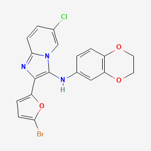 molecular formula C19H13BrClN3O3 B11430730 2-(5-bromofuran-2-yl)-6-chloro-N-(2,3-dihydro-1,4-benzodioxin-6-yl)imidazo[1,2-a]pyridin-3-amine 