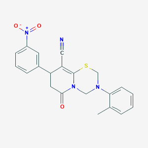 molecular formula C21H18N4O3S B11430761 3-(2-methylphenyl)-8-(3-nitrophenyl)-6-oxo-3,4,7,8-tetrahydro-2H,6H-pyrido[2,1-b][1,3,5]thiadiazine-9-carbonitrile 