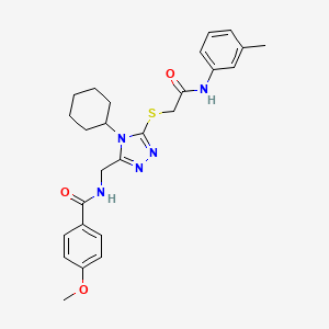 N-{[4-Cyclohexyl-5-({[(3-methylphenyl)carbamoyl]methyl}sulfanyl)-4H-1,2,4-triazol-3-YL]methyl}-4-methoxybenzamide