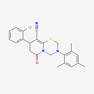 8-(2-chlorophenyl)-6-oxo-3-(2,4,6-trimethylphenyl)-3,4,7,8-tetrahydro-2H,6H-pyrido[2,1-b][1,3,5]thiadiazine-9-carbonitrile