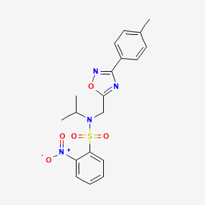 molecular formula C19H20N4O5S B11430772 N-{[3-(4-methylphenyl)-1,2,4-oxadiazol-5-yl]methyl}-2-nitro-N-(propan-2-yl)benzenesulfonamide 