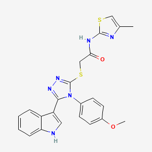 molecular formula C23H20N6O2S2 B11430785 2-((5-(1H-indol-3-yl)-4-(4-methoxyphenyl)-4H-1,2,4-triazol-3-yl)thio)-N-(4-methylthiazol-2-yl)acetamide 