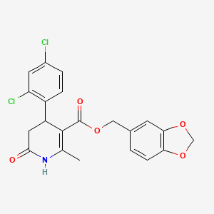 molecular formula C21H17Cl2NO5 B11430795 1,3-Benzodioxol-5-ylmethyl 4-(2,4-dichlorophenyl)-2-methyl-6-oxo-1,4,5,6-tetrahydropyridine-3-carboxylate 