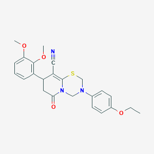 8-(2,3-dimethoxyphenyl)-3-(4-ethoxyphenyl)-6-oxo-3,4,7,8-tetrahydro-2H,6H-pyrido[2,1-b][1,3,5]thiadiazine-9-carbonitrile