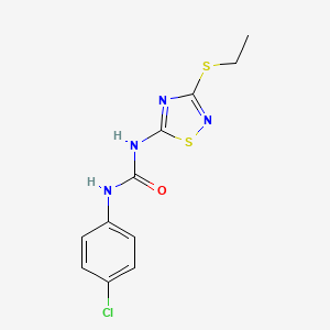 molecular formula C11H11ClN4OS2 B11430814 1-(4-Chlorophenyl)-3-[3-(ethylsulfanyl)-1,2,4-thiadiazol-5-yl]urea 