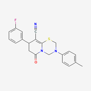 8-(3-fluorophenyl)-3-(4-methylphenyl)-6-oxo-3,4,7,8-tetrahydro-2H,6H-pyrido[2,1-b][1,3,5]thiadiazine-9-carbonitrile