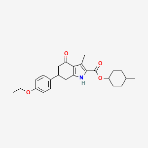 molecular formula C25H31NO4 B11430840 4-methylcyclohexyl 6-(4-ethoxyphenyl)-3-methyl-4-oxo-4,5,6,7-tetrahydro-1H-indole-2-carboxylate 