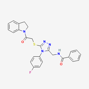 N-((4-(4-fluorophenyl)-5-((2-(indolin-1-yl)-2-oxoethyl)thio)-4H-1,2,4-triazol-3-yl)methyl)benzamide