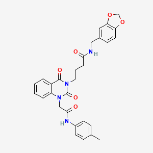 N-(1,3-benzodioxol-5-ylmethyl)-4-[1-{2-[(4-methylphenyl)amino]-2-oxoethyl}-2,4-dioxo-1,4-dihydroquinazolin-3(2H)-yl]butanamide