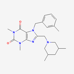 molecular formula C23H31N5O2 B11430889 8-[(3,5-dimethylpiperidin-1-yl)methyl]-1,3-dimethyl-7-(3-methylbenzyl)-3,7-dihydro-1H-purine-2,6-dione 