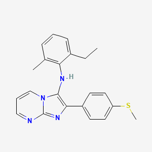 molecular formula C22H22N4S B11430930 N-(2-ethyl-6-methylphenyl)-2-[4-(methylsulfanyl)phenyl]imidazo[1,2-a]pyrimidin-3-amine 