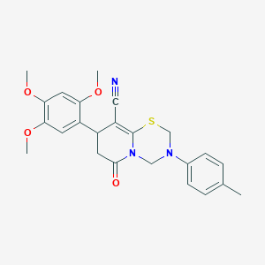 3-(4-Methylphenyl)-6-oxo-8-(2,4,5-trimethoxyphenyl)-2,4,7,8-tetrahydropyrido[2,1-b][1,3,5]thiadiazine-9-carbonitrile