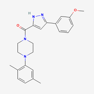 1-(2,5-Dimethylphenyl)-4-[3-(3-methoxyphenyl)-1H-pyrazole-5-carbonyl]piperazine