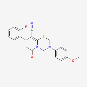 8-(2-fluorophenyl)-3-(4-methoxyphenyl)-6-oxo-3,4,7,8-tetrahydro-2H,6H-pyrido[2,1-b][1,3,5]thiadiazine-9-carbonitrile