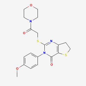 molecular formula C19H21N3O4S2 B11431004 3-(4-methoxyphenyl)-2-((2-morpholino-2-oxoethyl)thio)-6,7-dihydrothieno[3,2-d]pyrimidin-4(3H)-one 