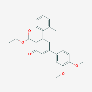 molecular formula C24H26O5 B11431031 Ethyl 4-(3,4-dimethoxyphenyl)-6-(2-methylphenyl)-2-oxocyclohex-3-ene-1-carboxylate 