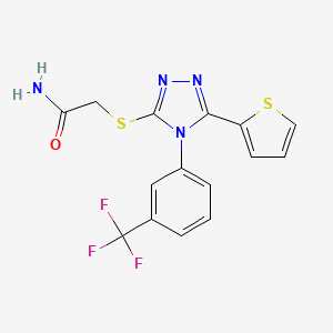 molecular formula C15H11F3N4OS2 B11431037 2-({5-(thiophen-2-yl)-4-[3-(trifluoromethyl)phenyl]-4H-1,2,4-triazol-3-yl}sulfanyl)acetamide 