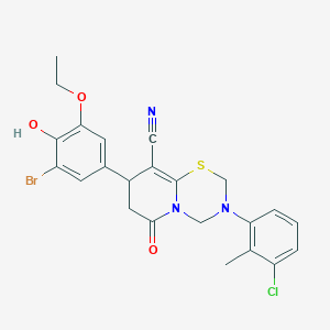 8-(3-bromo-5-ethoxy-4-hydroxyphenyl)-3-(3-chloro-2-methylphenyl)-6-oxo-3,4,7,8-tetrahydro-2H,6H-pyrido[2,1-b][1,3,5]thiadiazine-9-carbonitrile