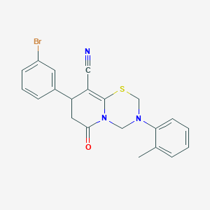 8-(3-bromophenyl)-3-(2-methylphenyl)-6-oxo-3,4,7,8-tetrahydro-2H,6H-pyrido[2,1-b][1,3,5]thiadiazine-9-carbonitrile