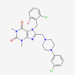 7-[(2-Chloro-6-fluorophenyl)methyl]-8-[[4-(3-chlorophenyl)piperazin-1-yl]methyl]-1,3-dimethylpurine-2,6-dione