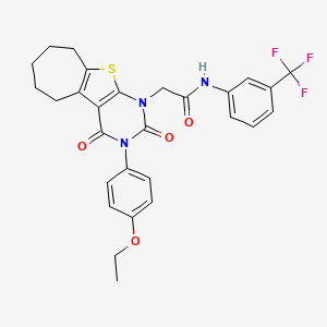 2-[4-(4-ethoxyphenyl)-3,5-dioxo-8-thia-4,6-diazatricyclo[7.5.0.0^{2,7}]tetradeca-1(9),2(7)-dien-6-yl]-N-[3-(trifluoromethyl)phenyl]acetamide