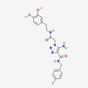 molecular formula C22H25FN6O4 B11431111 5-amino-1-(2-((3,4-dimethoxyphenethyl)amino)-2-oxoethyl)-N-(4-fluorobenzyl)-1H-1,2,3-triazole-4-carboxamide 