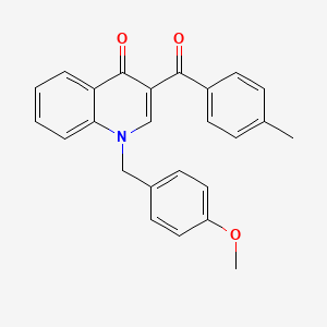 molecular formula C25H21NO3 B11431137 1-[(4-Methoxyphenyl)methyl]-3-(4-methylbenzoyl)-1,4-dihydroquinolin-4-one 