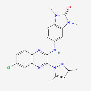 5-{[6-chloro-3-(3,5-dimethyl-1H-pyrazol-1-yl)quinoxalin-2-yl]amino}-1,3-dimethyl-1,3-dihydro-2H-benzimidazol-2-one