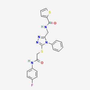 molecular formula C22H18FN5O2S2 B11431147 N-{[5-({[(4-Fluorophenyl)carbamoyl]methyl}sulfanyl)-4-phenyl-4H-1,2,4-triazol-3-YL]methyl}thiophene-2-carboxamide 