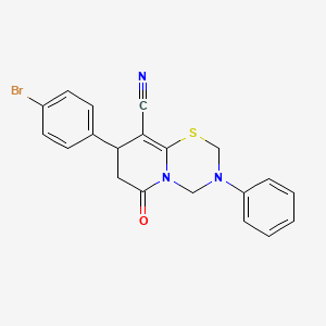 molecular formula C20H16BrN3OS B11431182 8-(4-bromophenyl)-6-oxo-3-phenyl-3,4,7,8-tetrahydro-2H,6H-pyrido[2,1-b][1,3,5]thiadiazine-9-carbonitrile 