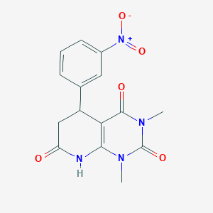 molecular formula C15H14N4O5 B11431190 1,3-dimethyl-5-(3-nitrophenyl)-5,8-dihydropyrido[2,3-d]pyrimidine-2,4,7(1H,3H,6H)-trione 