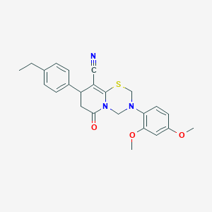 molecular formula C24H25N3O3S B11431221 3-(2,4-dimethoxyphenyl)-8-(4-ethylphenyl)-6-oxo-3,4,7,8-tetrahydro-2H,6H-pyrido[2,1-b][1,3,5]thiadiazine-9-carbonitrile 