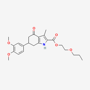 molecular formula C23H29NO6 B11431248 2-propoxyethyl 6-(3,4-dimethoxyphenyl)-3-methyl-4-oxo-4,5,6,7-tetrahydro-1H-indole-2-carboxylate 