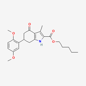 pentyl 6-(2,5-dimethoxyphenyl)-3-methyl-4-oxo-4,5,6,7-tetrahydro-1H-indole-2-carboxylate