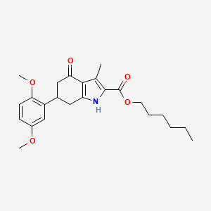 hexyl 6-(2,5-dimethoxyphenyl)-3-methyl-4-oxo-4,5,6,7-tetrahydro-1H-indole-2-carboxylate