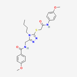 molecular formula C24H29N5O4S B11431284 N-{[4-Butyl-5-({[(4-methoxyphenyl)carbamoyl]methyl}sulfanyl)-4H-1,2,4-triazol-3-YL]methyl}-4-methoxybenzamide 