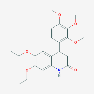 molecular formula C22H27NO6 B11431285 6,7-diethoxy-4-(2,3,4-trimethoxyphenyl)-3,4-dihydroquinolin-2(1H)-one 