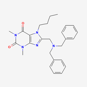 molecular formula C26H31N5O2 B11431292 7-butyl-8-[(dibenzylamino)methyl]-1,3-dimethyl-3,7-dihydro-1H-purine-2,6-dione 