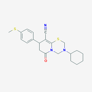 3-cyclohexyl-8-[4-(methylsulfanyl)phenyl]-6-oxo-3,4,7,8-tetrahydro-2H,6H-pyrido[2,1-b][1,3,5]thiadiazine-9-carbonitrile