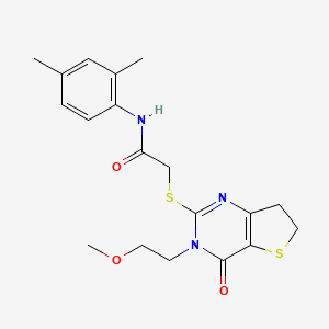 molecular formula C19H23N3O3S2 B11431356 N-(2,4-dimethylphenyl)-2-((3-(2-methoxyethyl)-4-oxo-3,4,6,7-tetrahydrothieno[3,2-d]pyrimidin-2-yl)thio)acetamide 