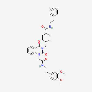 4-((1-(2-((3,4-dimethoxyphenethyl)amino)-2-oxoethyl)-2,4-dioxo-1,2-dihydroquinazolin-3(4H)-yl)methyl)-N-phenethylcyclohexanecarboxamide