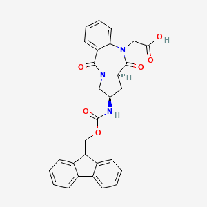 molecular formula C29H25N3O6 B1143143 2-[(6aR,8R)-8-(9H-fluoren-9-ylmethoxycarbonylamino)-6,11-dioxo-6a,7,8,9-tetrahydropyrrolo[2,1-c][1,4]benzodiazepin-5-yl]acetic acid CAS No. 182624-46-0