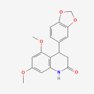 molecular formula C18H17NO5 B11431441 4-(1,3-benzodioxol-5-yl)-5,7-dimethoxy-3,4-dihydroquinolin-2(1H)-one 