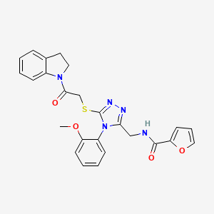 N-((5-((2-(indolin-1-yl)-2-oxoethyl)thio)-4-(2-methoxyphenyl)-4H-1,2,4-triazol-3-yl)methyl)furan-2-carboxamide