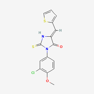 molecular formula C15H11ClN2O2S2 B11431455 3-(3-Chloro-4-methoxyphenyl)-2-sulfanylidene-5-(thiophen-2-ylmethylidene)imidazolidin-4-one 