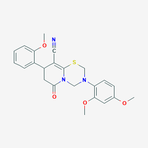 3-(2,4-dimethoxyphenyl)-8-(2-methoxyphenyl)-6-oxo-3,4,7,8-tetrahydro-2H,6H-pyrido[2,1-b][1,3,5]thiadiazine-9-carbonitrile