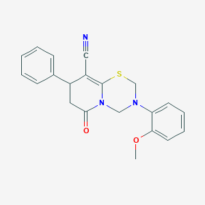 3-(2-methoxyphenyl)-6-oxo-8-phenyl-3,4,7,8-tetrahydro-2H,6H-pyrido[2,1-b][1,3,5]thiadiazine-9-carbonitrile