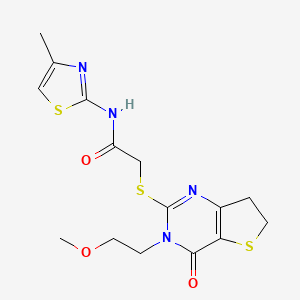 2-((3-(2-methoxyethyl)-4-oxo-3,4,6,7-tetrahydrothieno[3,2-d]pyrimidin-2-yl)thio)-N-(4-methylthiazol-2-yl)acetamide