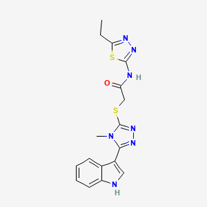 molecular formula C17H17N7OS2 B11431509 2-((5-(1H-indol-3-yl)-4-methyl-4H-1,2,4-triazol-3-yl)thio)-N-(5-ethyl-1,3,4-thiadiazol-2-yl)acetamide 